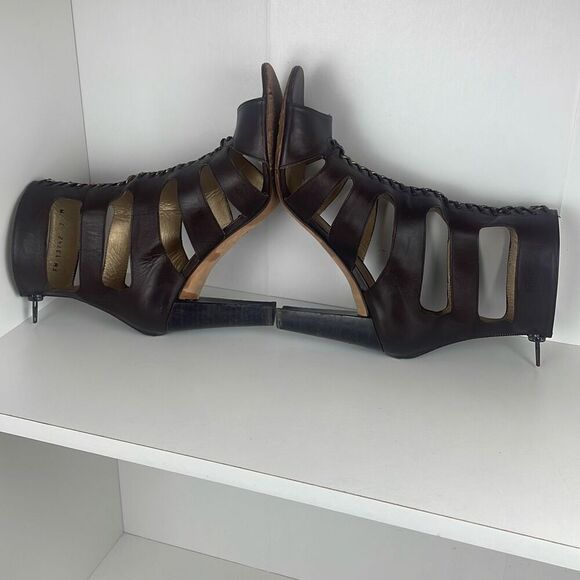 Stuart Weitzman Legroom Caged Leather Gladiator Bootie Sandals 7 - Picture 3 of 15